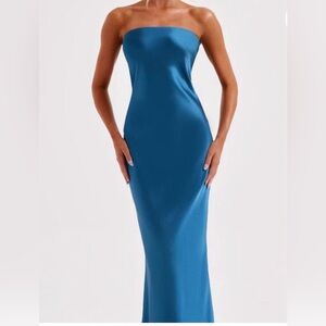 Babyboo Rheanna teal strapless cowl back maxi dress BRAND NEW